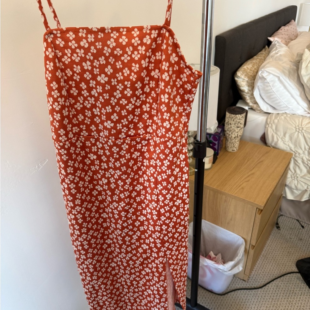 Zara Red Floral Midi Dress